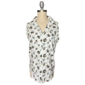 Vintage 90s Chic Floral Sleeveless Button Down size M